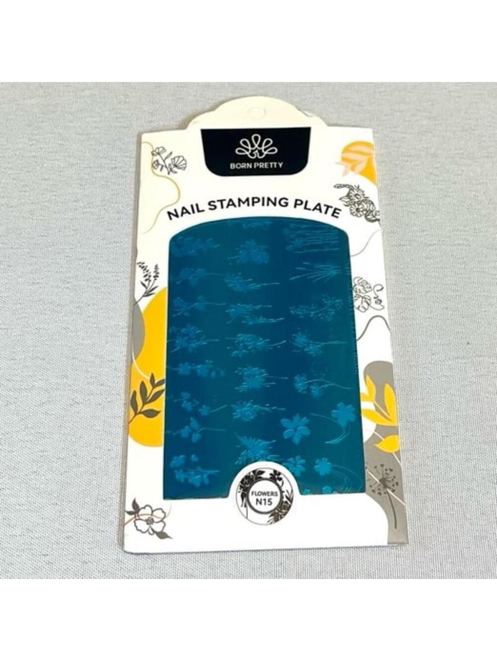 New - BORN PRETTY - Nail Stamping Plate - Flowers # N15